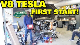 Starting the worlds first V8 powered Tesla [upl. by Enomed899]