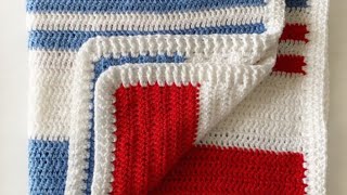 Beginner Double Crochet Blanket with Ribbing Border [upl. by Lilak]