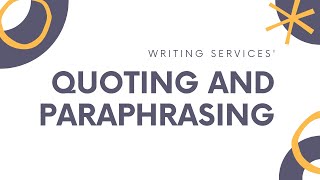 Quoting and Paraphrasing [upl. by Osterhus331]