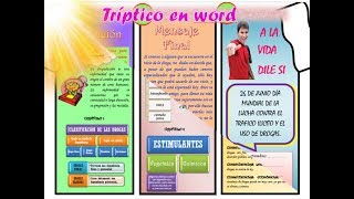 TRIPTICO EN WORD PASO A PASO [upl. by Zerdna686]