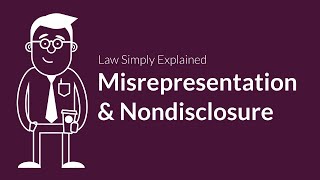 Misrepresentation and Nondisclosure  Contracts  Defenses amp Excuses [upl. by Eedrahc629]