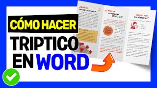 Como hacer TRIPTICO EN WORD 2019 2016 2013 ✅  Brochure o Folleto 001 [upl. by Davison947]