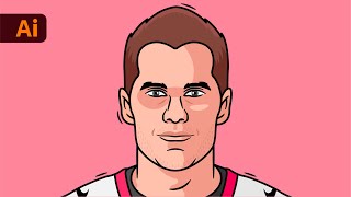 Adobe Illustration Tutorial  How to Draw Face Portrait Tom Brady [upl. by Danforth]