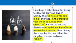 How to apply misrepresentation Liam cupcake scenario [upl. by Ellary]