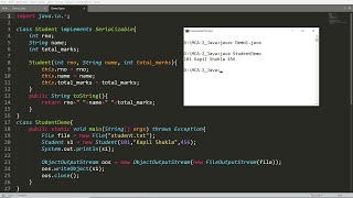 Java  Write Object and Read Object to File using Object Stream  Practical Demo Student Object [upl. by Cartie]