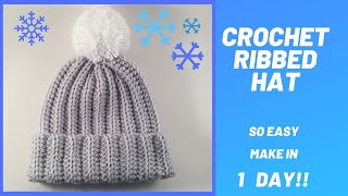 Crochet Ribbed Hat [upl. by Minnnie321]