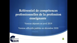 Référentiel de compétences professionnelles de la profession enseignante [upl. by Yuma]