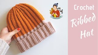 Crochet Ribbed Hat  Beginner Friendly Tutorial [upl. by Asyram]