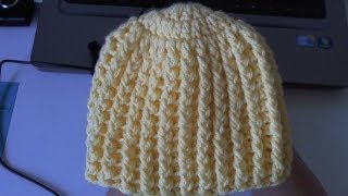 How to crochet Easy Ribbed Beanie  Hat Style 1 [upl. by Nytsirc448]