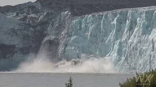 Glacier Calving montage from Childs Glacier in Alaska August 2019 Ground and drone shots 4k [upl. by Whittaker238]