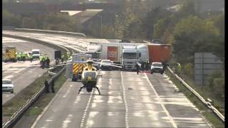 Lorry Crashes into Car on UK Motorway [upl. by Drewett]