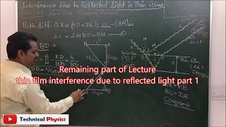 Thin Film Interference due to reflected light Lecture part 2 [upl. by Brittaney]