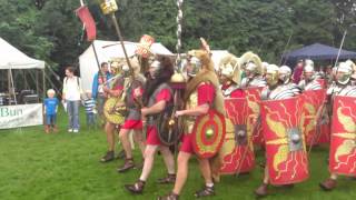 Roman Reenactment at the Amphitheatre in Caerleon Marching In [upl. by Harim]