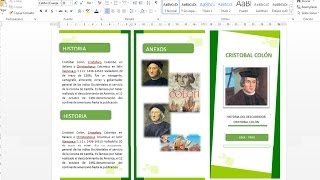 Como crear un tríptico en word 2013  2016 [upl. by Aitercal]