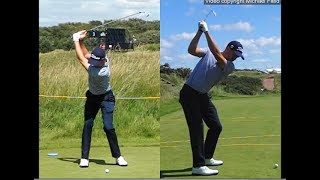 Justin Thomas golf swing  Long Iron faceon amp downtheline July 2017 [upl. by Gwenora]