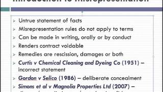 Misrepresentation Lecture 1 of 4 [upl. by Malka]