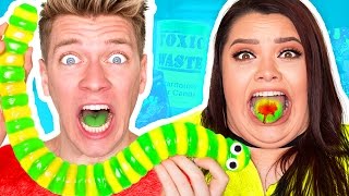 SOUREST DIY GIANT GUMMY WORM IN THE WORLD CHALLENGE Warheads Sour Candy Gummy Food vs Real Food [upl. by Budworth]