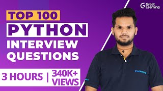 Top 100 Python Interview Questions  Python Programming  Crack Python Interview Great Learning [upl. by Niels]