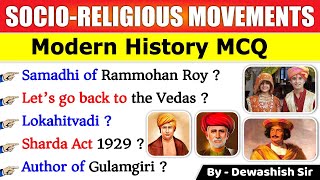 Socio Religious Movements  सामाजिक धार्मिक आंदोलन  History MCQ  History GK  Dewashish Sir [upl. by Blunk]