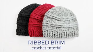 Ribbed Brim Crochet Tutorial  Top Down Crochet Beanie Hat [upl. by Moselle]