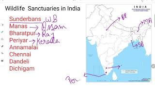 Wildlife Sanctuaries in India Map Work [upl. by Maharva206]