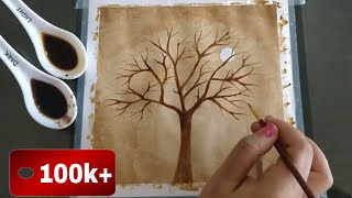 Easy coffee painting for beginner  Simple coffee Art [upl. by Alberik]